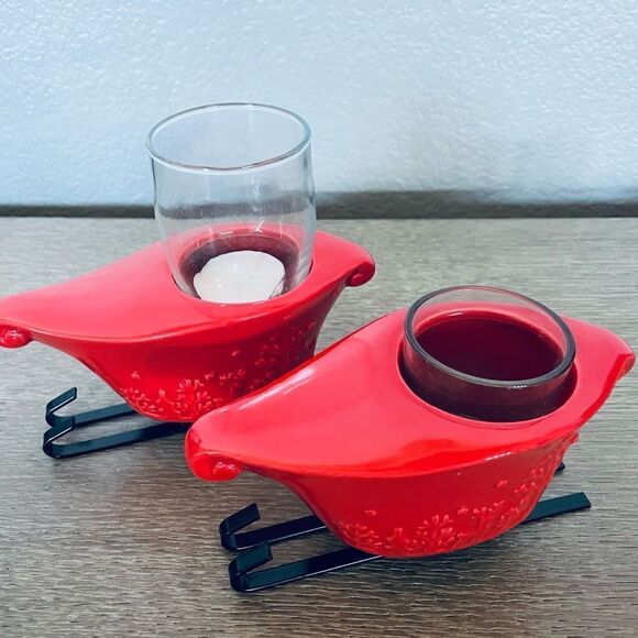 Christmas Ceramic Sleigh Planter Succulent Plant Pot Candle Holder - Picture 4 of 4